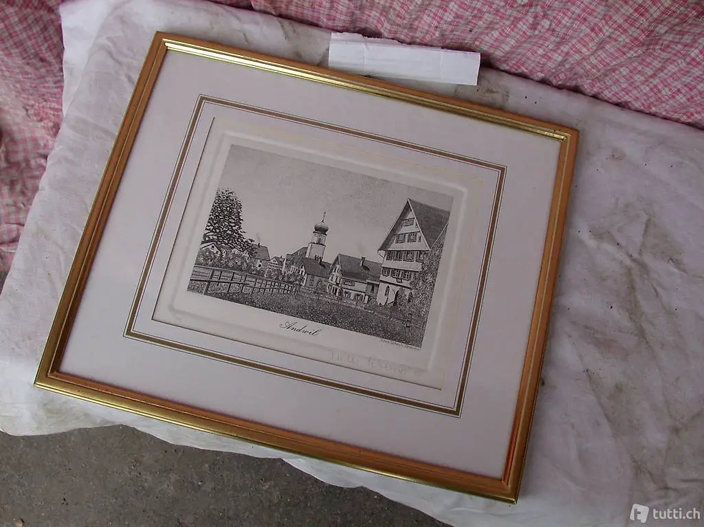 Andwil Stahlstich um 1920 Jules Scheyli