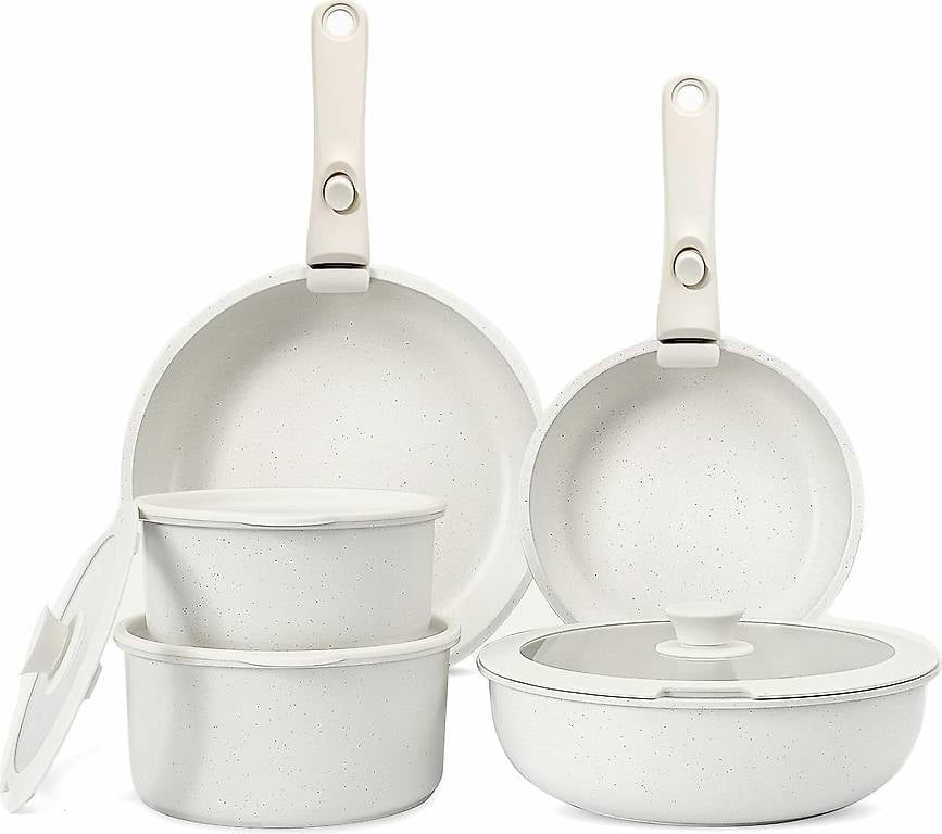 GiPP Topfset mit Abnehmbarer Griff, 11-Teilig Topf und Pfann