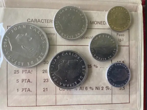 Satz Peseten Spanien
