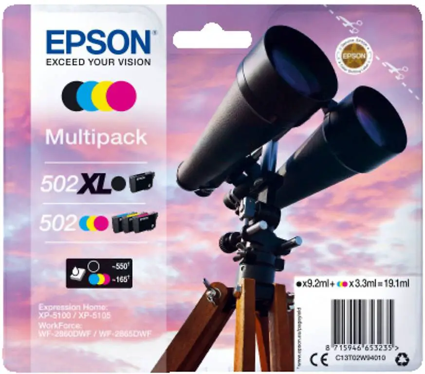Epson Nr. 502 Patronen in Multipack, T02W1+T02V2+T02V3+T02V4