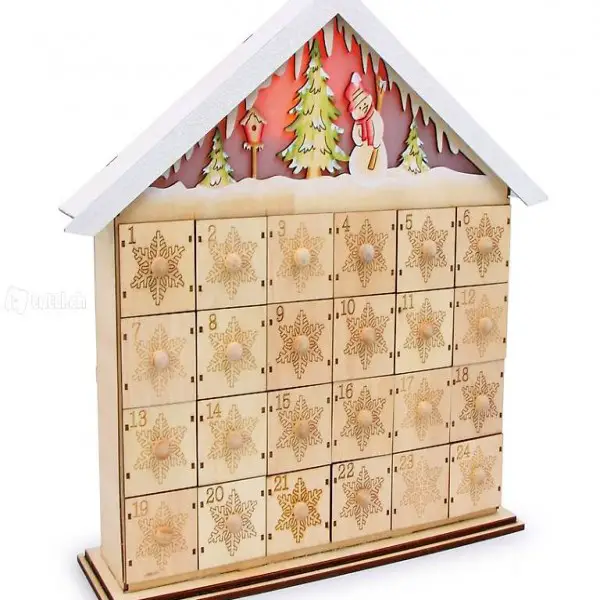  Calendrier de l"Avent -lumière LED- à remplir soi même, bois