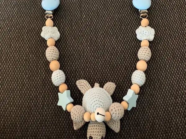 Kinderwagenkette Schildkröte hellblau