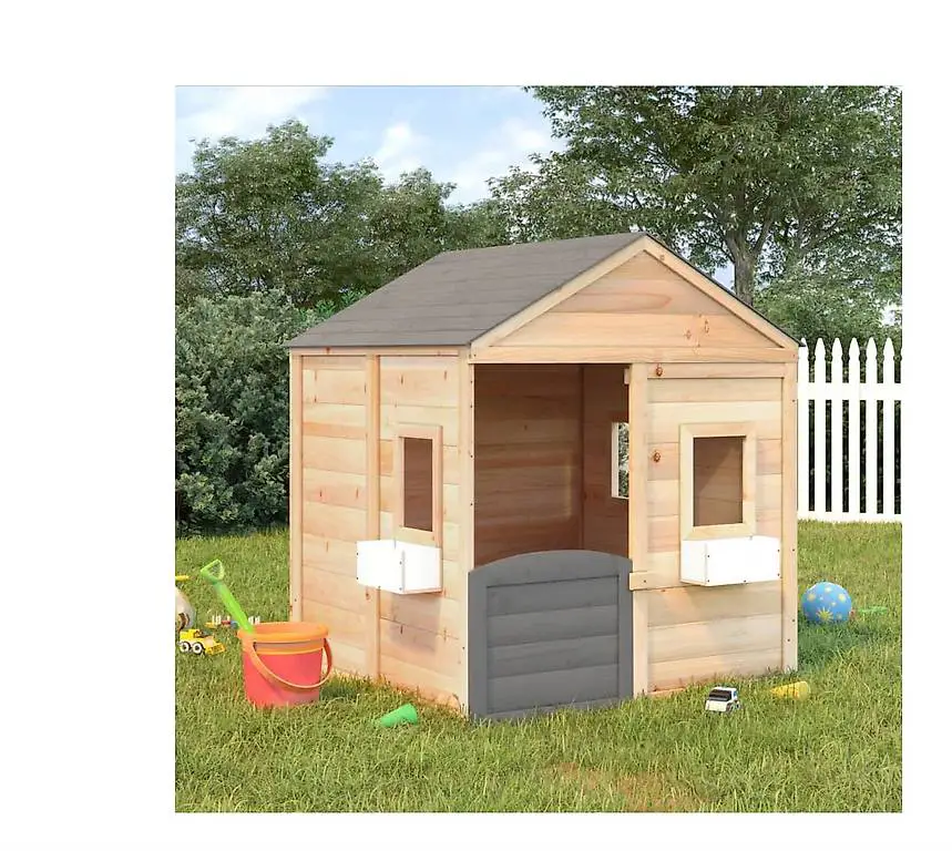 Spielhaus mit Abschliessbarer Tür und Blumentöpfen Tannenholz