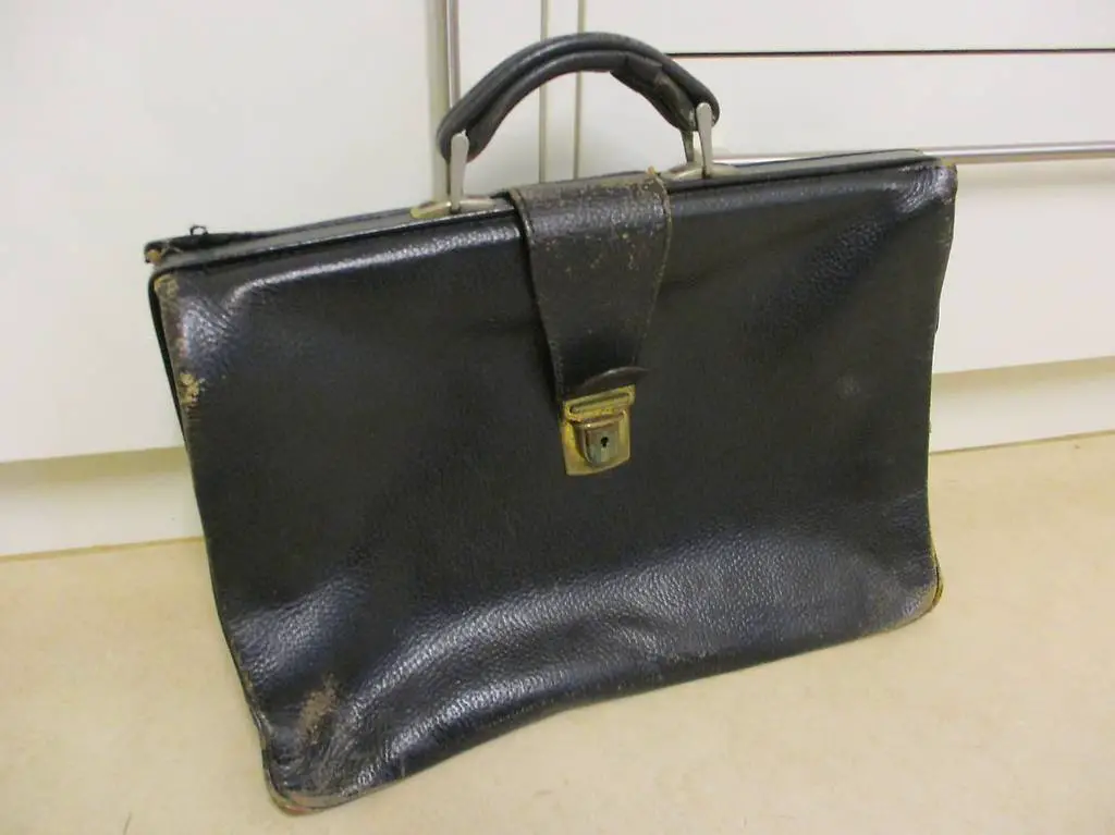 Vintage Akten-Mappe Leder schwarz 60er 70er