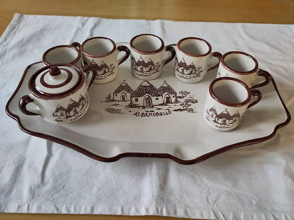 Set Serviertablet, Zuckergeschirr, 6 Tassen