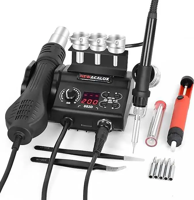 2 in 1 Heissluft Lötstation, 750W, LCD Anzeige