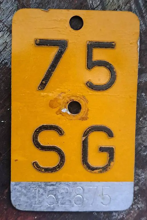 SG 1975 Kanton ST. GALLEN Mofanummer 49. Geburtstag Töffli