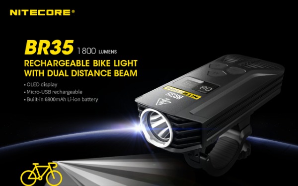 starke Bike-Lampe mit Duallicht, Nitecore BR35 Gratisversand