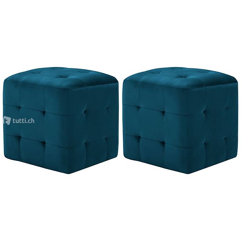  Pouf 2 Stk. Blau 30x30x30 cm Samtstoff
