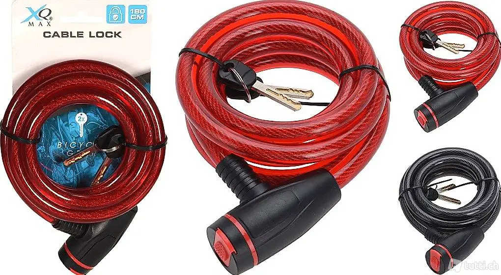  XQ Max Fahrradschloss Vemit 2 Schlüsseln (assortiert, 180cm)