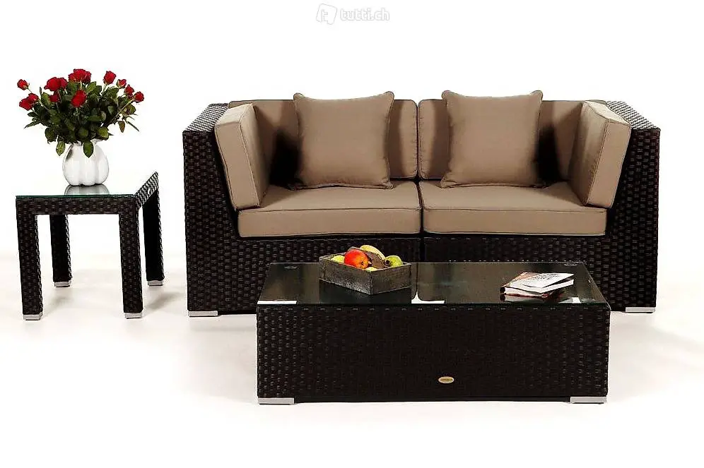  Rattan Garten Lounge Farbvariante sandbraun