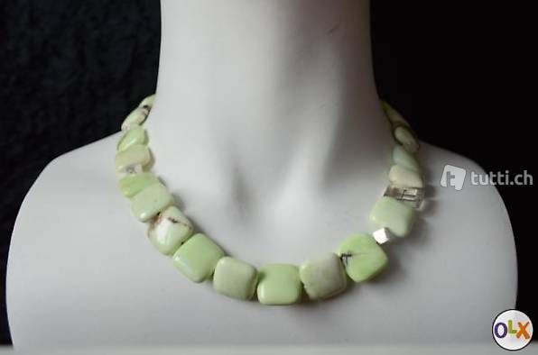 Edelstein-Kette Zitronen-Chrysopras