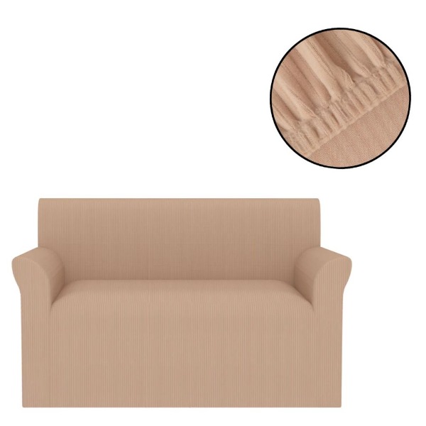  Stretch Sofahusse Beige Breitgestreift