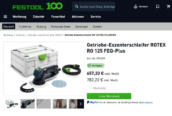 Festool 576029 Getriebe-Exzenterschleifer RO 125 FEQ-Plus ROTEX