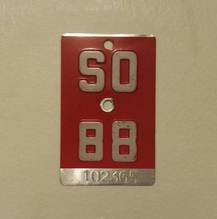 SO 1988 Kanton Solothurn Velonummer 36. Geburtstag Velo