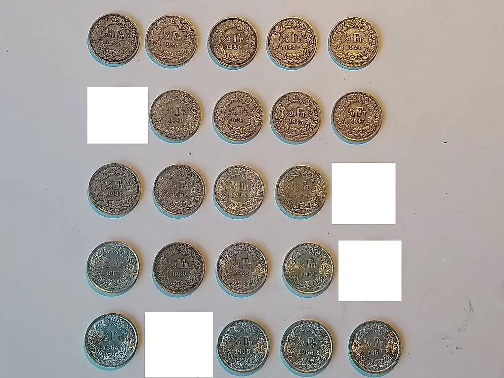 1/2 Fr (50 Rappen) Silbermünzen / Suisse Argent