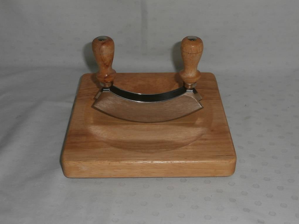 Wiegemesser doppelschneidig mit Buchenholzbrett als Set