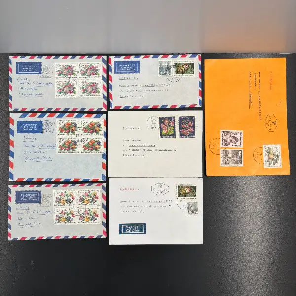 rar: alte briefmarken couvert luftpost österreich ersttag blume