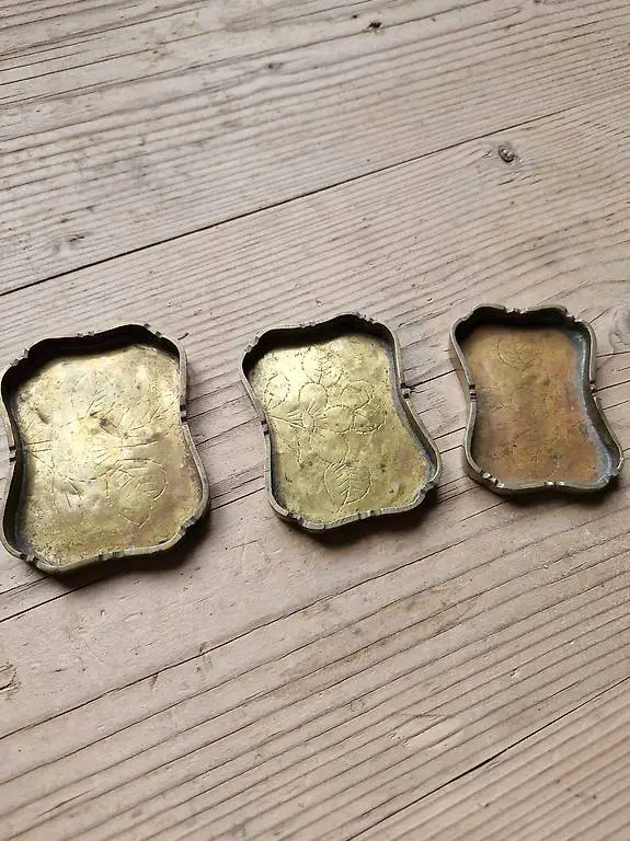 3 kleine Teller Deko Schmuckschale Platte Gold SF