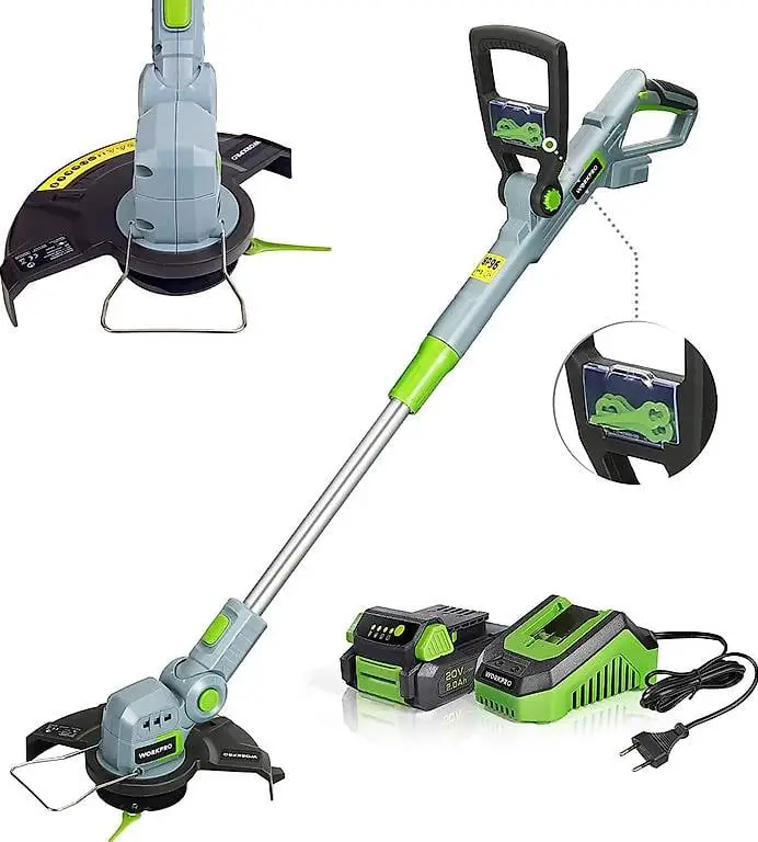 WORKPRO Akku Rasentrimmer 20V mit 2,0Ah Akku und Schnelllade