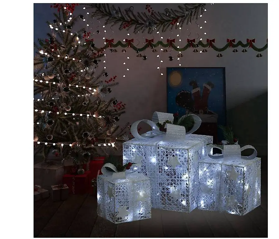 Geschenkboxen Deko-Set 3 Stk. Weiss Outdoor Indoor