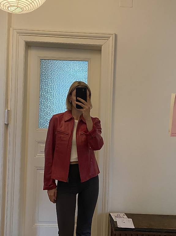 Rote Lederjacke/ bikerjacke Echtleder