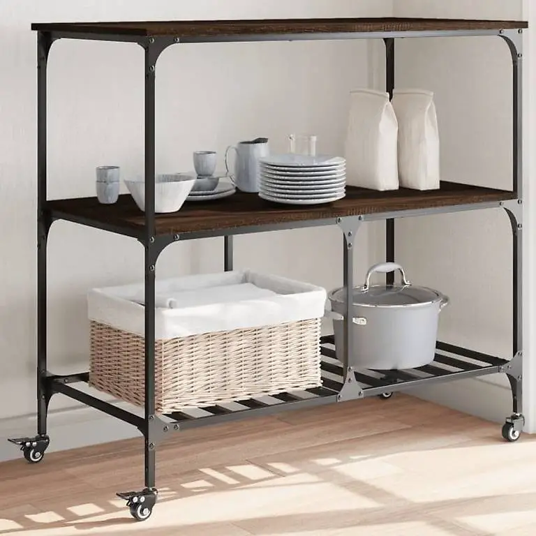 Küchenwagen Braun Eichen-Optik 100x50x95 cm Holzwerkstoff