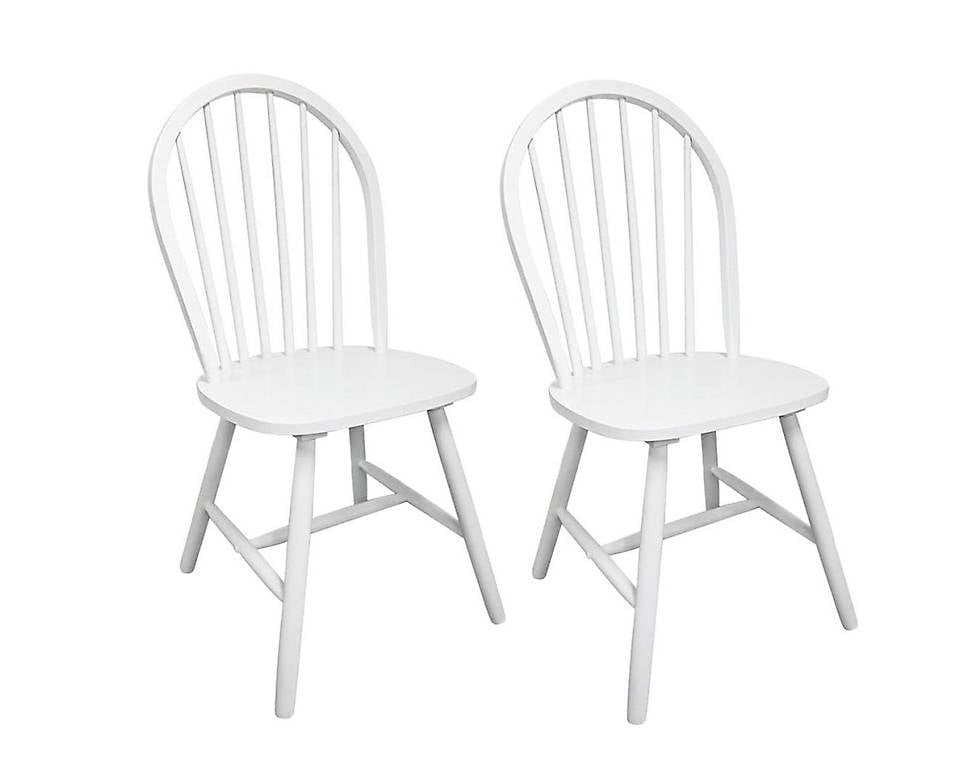 Esszimmerstühle 2 Stk. Weiss Massivholz Gummibaum SET