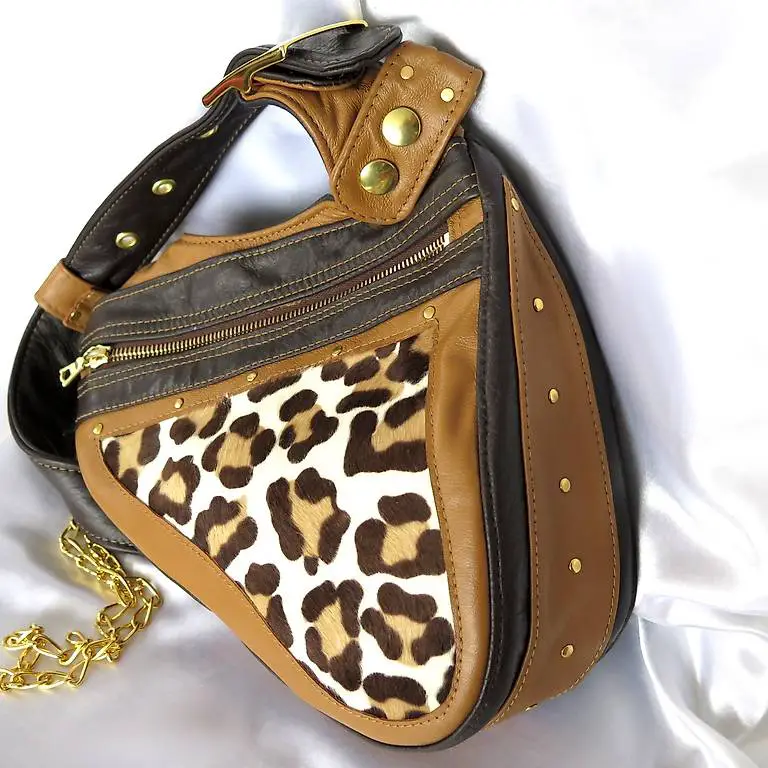 Schultertasche für Linkshänder Damen Revolverbag Leder braun