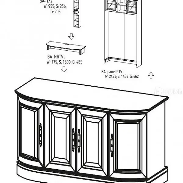  TV LOWBOARD BOARD SCHRANK FERNSEHTISCH BA-RTV 15