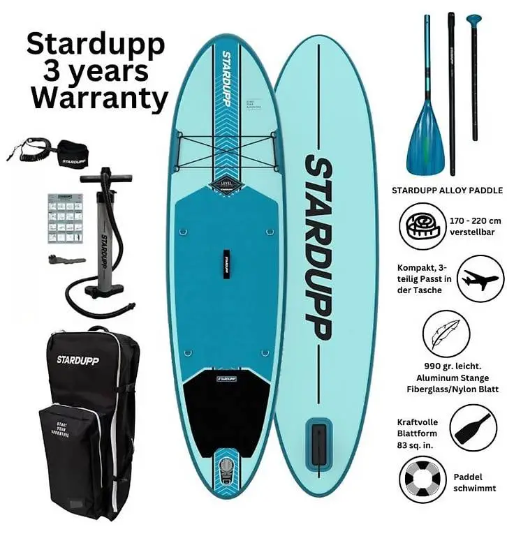 Stardupp Level SUP Blue 10"0 Set, aufblasbares Allround Padd