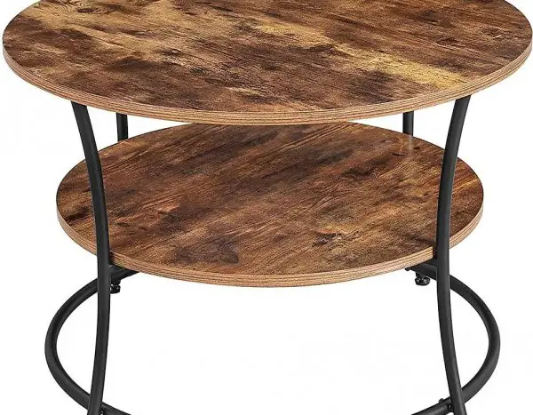  Couchtisch rund, Wohnzimmertisch, Sofatisch mit Ablage