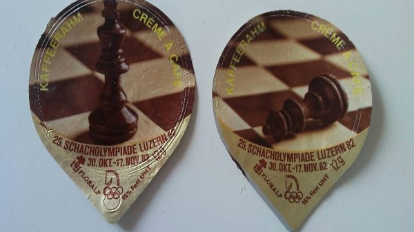 Kaffee Rahmdeckeli 1982 Schach luzern