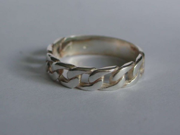 Bague Homme Anneau Chaîne Gourmette 5 mm. en Argent 925