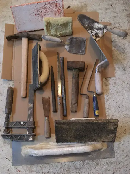 Maurerwerkzeug, Konvolut, Bauwerkzeuge