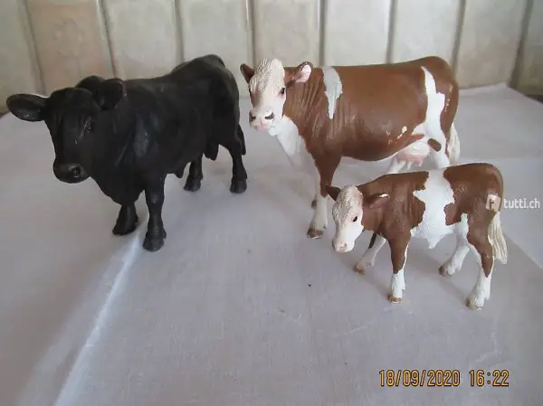  Bauernhoftiere, Muni, Stier, Kuh, und Kalb