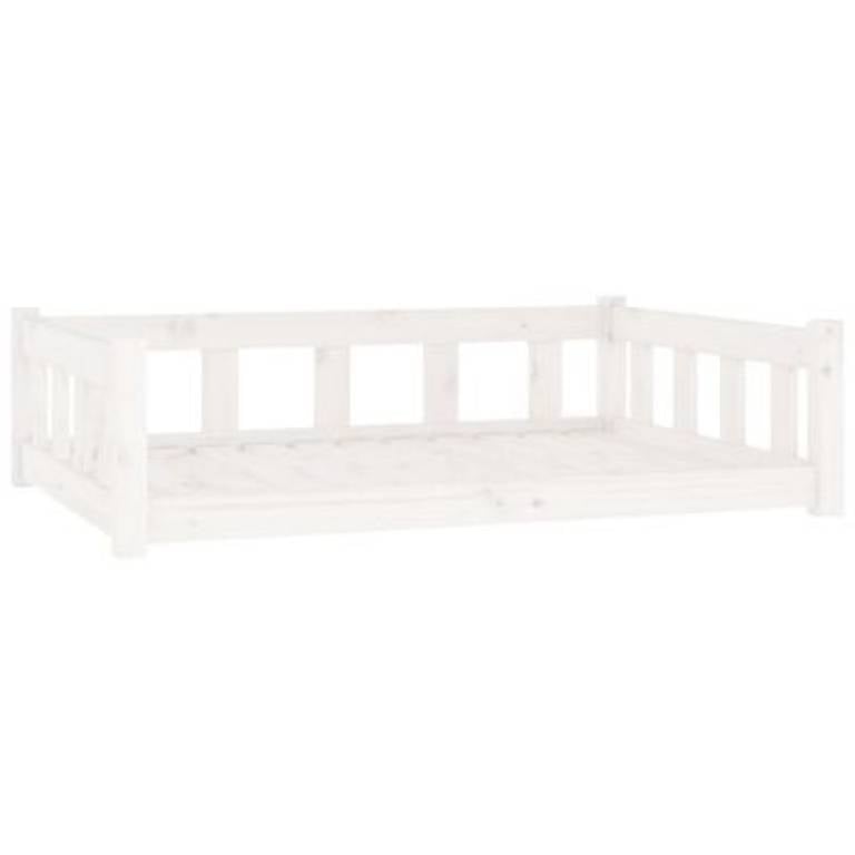 Hundebett Weiss 105,5x75,5x28 cm Massivholz Kiefer