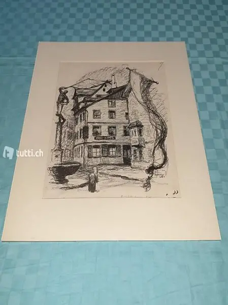  Lithographie Grüningerplatz Stadt St.Gallen Liner