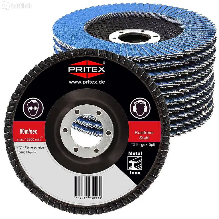  Fächerscheiben Ø125 mm Korn 60 bis 120 blau - 120 Stück