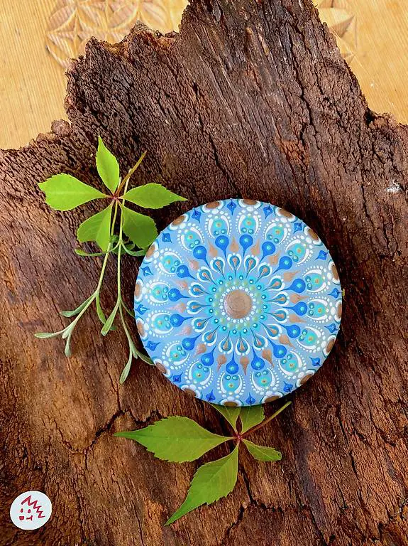 Mandala Art, Mandala Stein, Deko, Geschenk, Kunstmalerei