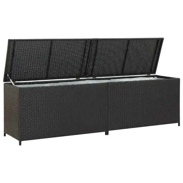  Gartenbox Poly Rattan 200×50×60 cm Schwarz