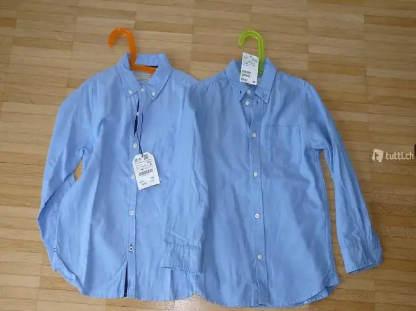 NEU 2 Jungen Hemden Hemd Langarm Gr. 122 Zara, H&M