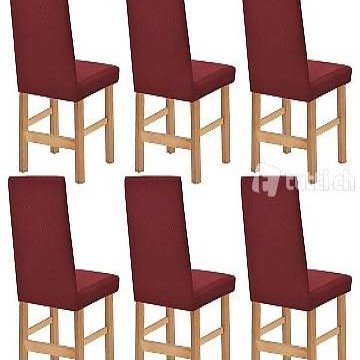  Stretch Stuhlhusse 6 Stk. Weinrot Piqué