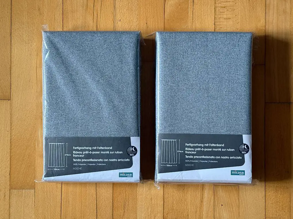 2x Fertigvorhang mit Faltenband - «Noche» - Neu in OVP
