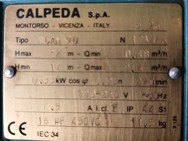 Pompe a eau Calpeda électrique