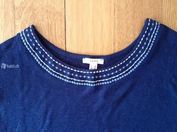 Neues T-Shirt Esprit blau mit Leinen 34