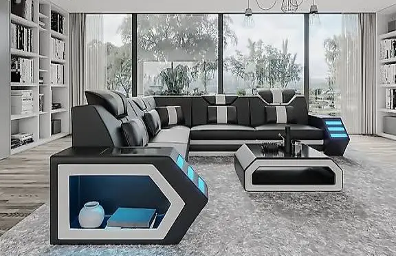  WOHNLANDSCHAFT LEDERSOFA BIG XXL COUCHGARNITUR NEU BELFORT 1