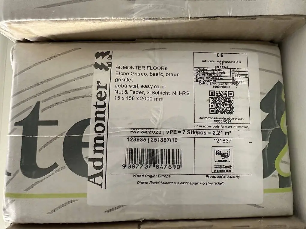 Eichen-Parkett Grau gebürstet, 8.8m2