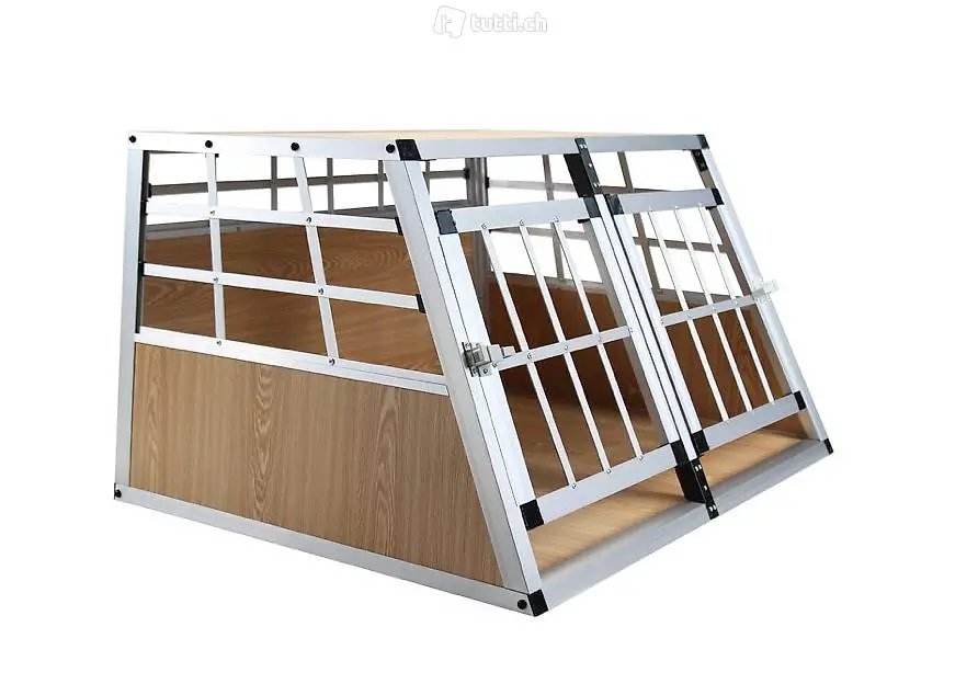  Alu Hundebox Doppelbox klein hellbraun