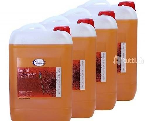  Leinöl für Tiere, kaltgepresst, 4 x 5 l Kanister